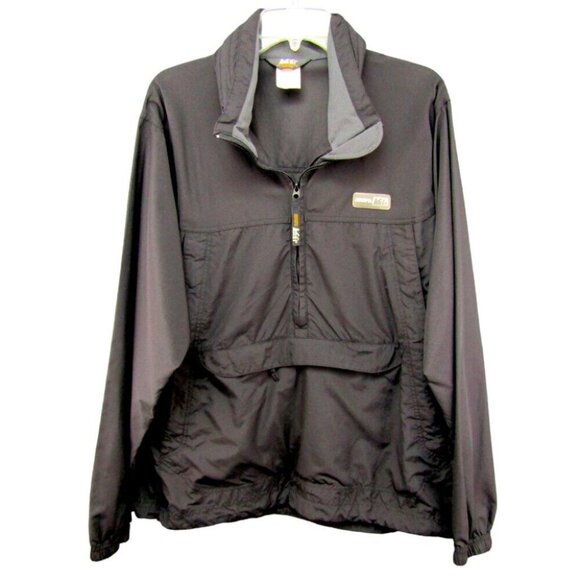 REI Black 1/4 Zip Pullover Jacket Unisex Size M Hooded Rain Lightweight Vented - Picture 1 of 10